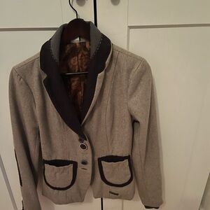 Desigual Women's Light Gray Blazer with Dark Trim